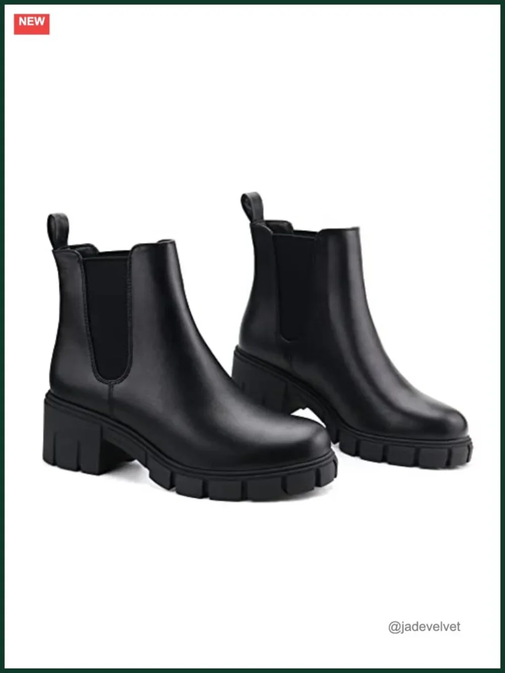 Women's Platform Chelsea Ankle Boots Chunky Heel Faux Leather Suede
